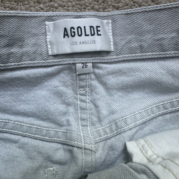 Last price Agolde 90s Gray Jean and White faux leather - Picture 4 of 6